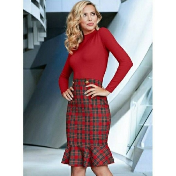 Venus plaid tartan dress with gold buttons - Picture 1 of 7